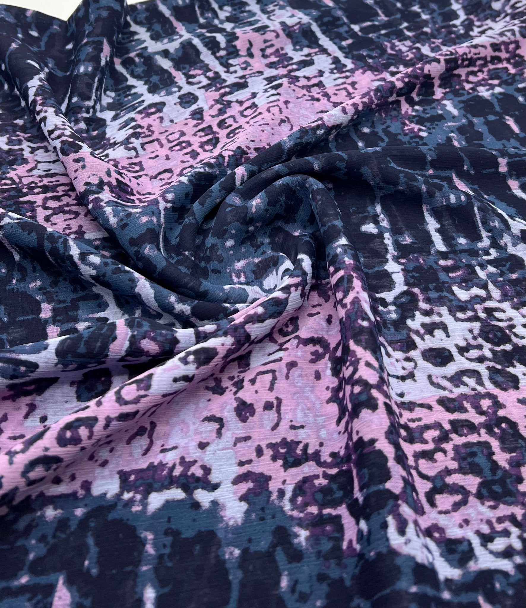 Navy Purple Pink Mix Printed Chiffon Dress Fabric - T9 Fabrics